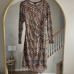 AQUA
MESH RUCHED MIDI DRESS